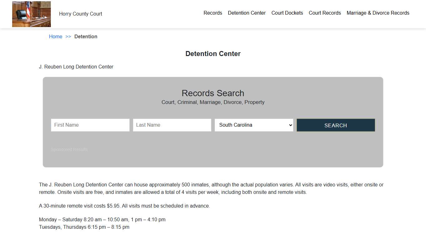 Detention Center | Horry County SC Court